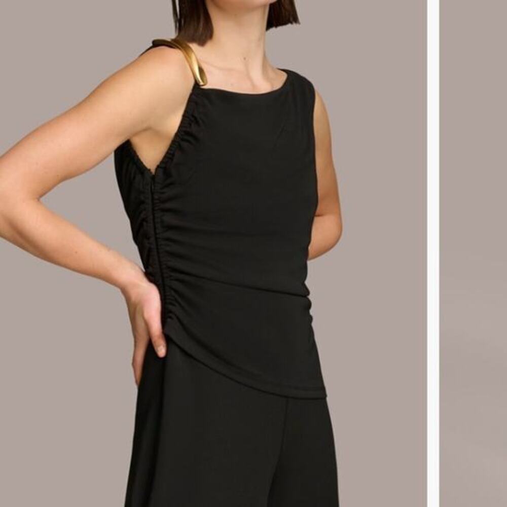 DONNA KARAN‎ NEW YORK nwt $169 hardware strap wide-leg pants jumpsuit 2 XS - Picture 3 of 12